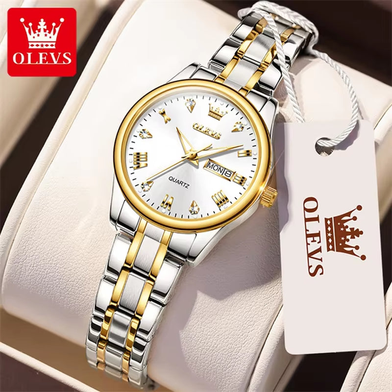 Luxury Brand Quartz Couple Watch Waterproof Wristwatch Lover Gifts Luminous Classic Date Week Clock His or Hers Watch Sets