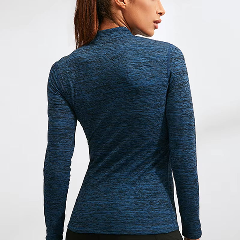 Women's Winter Fleece Running Jacket - Elastic Long Sleeve Workout & Yoga Shirt