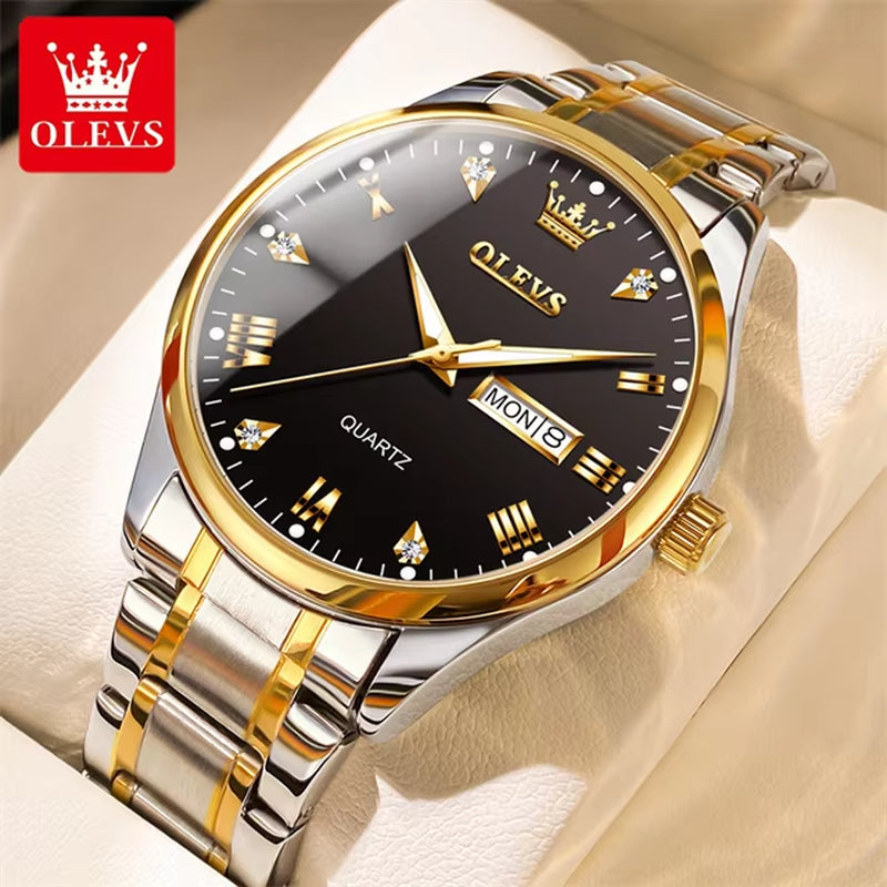 Luxury Brand Quartz Couple Watch Waterproof Wristwatch Lover Gifts Luminous Classic Date Week Clock His or Hers Watch Sets