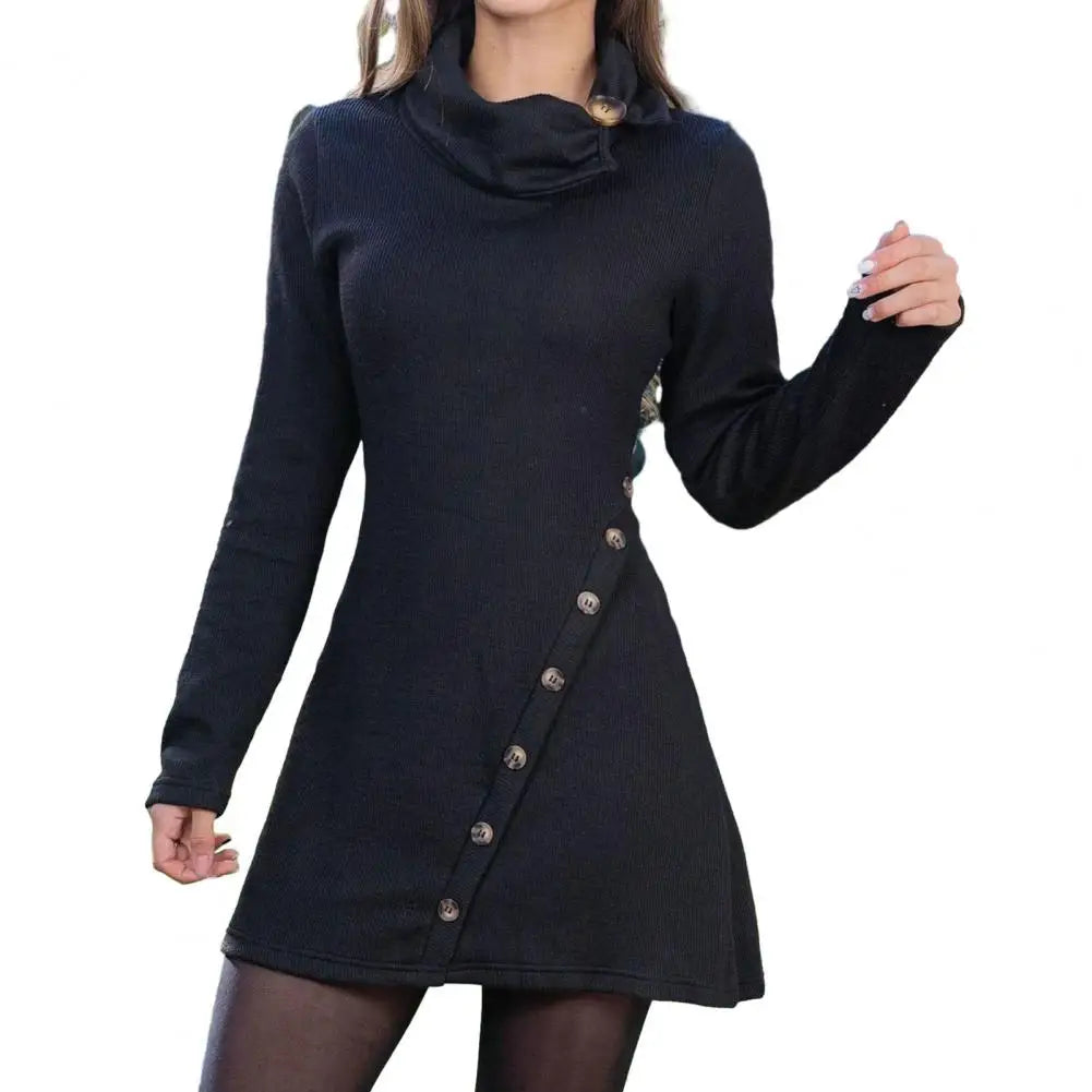 Women's O-Neck Long Sleeve Loose Fit Dress for Party and Work - Harajuku Style Autumn Winter Sweater