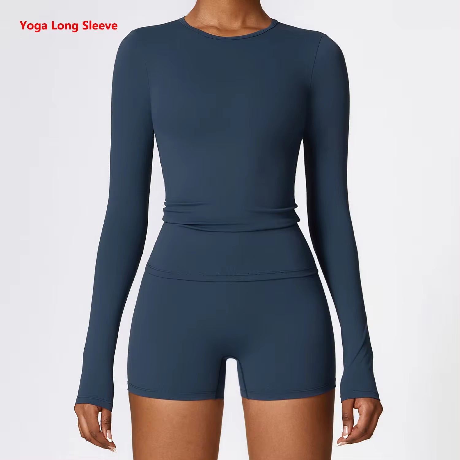 Women'S Quick Dry Breathable Yoga Long Sleeves Crop Top round Neck Sports Top Gym Fitness Workout Sexy Running Long Sleeves