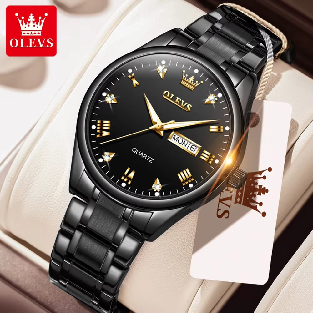 Luxury Brand Quartz Couple Watch Waterproof Wristwatch Lover Gifts Luminous Classic Date Week Clock His or Hers Watch Sets