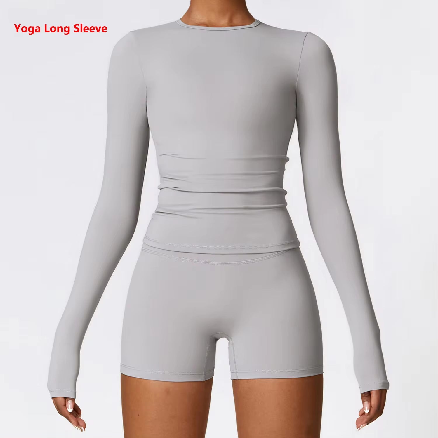 Women'S Quick Dry Breathable Yoga Long Sleeves Crop Top round Neck Sports Top Gym Fitness Workout Sexy Running Long Sleeves