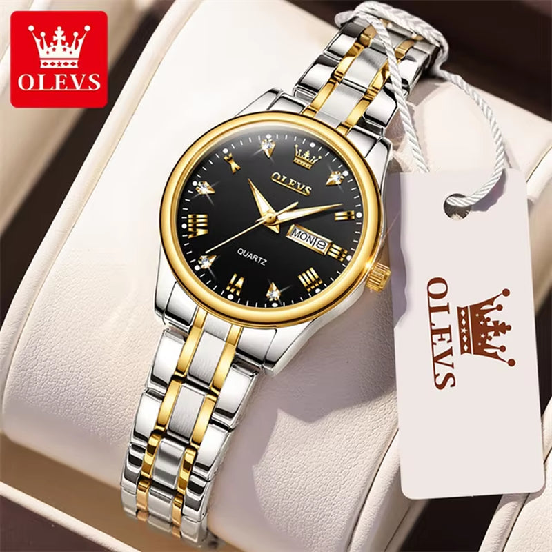 Luxury Brand Quartz Couple Watch Waterproof Wristwatch Lover Gifts Luminous Classic Date Week Clock His or Hers Watch Sets