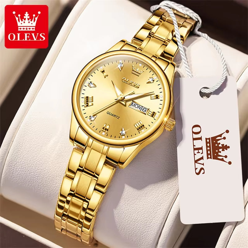 Luxury Brand Quartz Couple Watch Waterproof Wristwatch Lover Gifts Luminous Classic Date Week Clock His or Hers Watch Sets